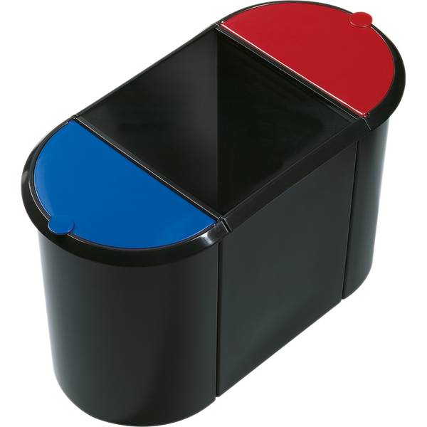 Papierkorb Trio-System 3Fächer 20/9/9l sw/rt/bl