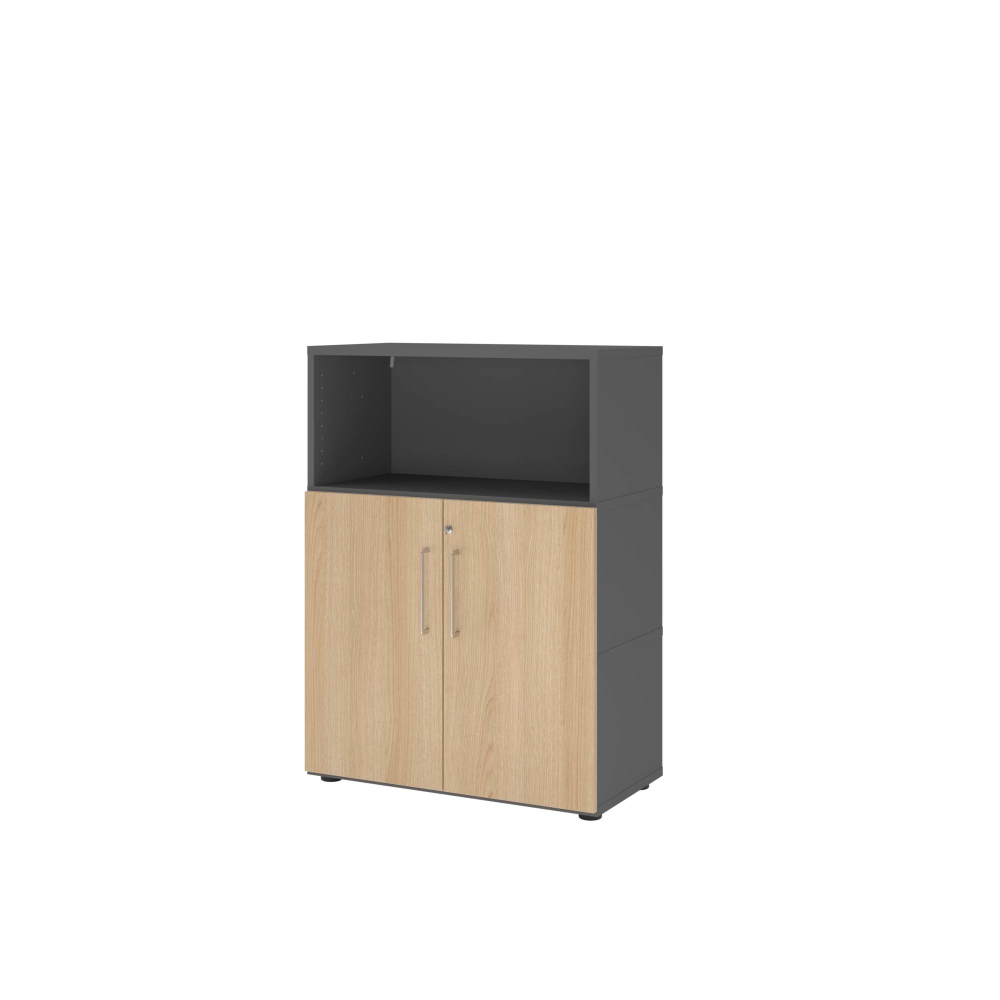 Regal FlexWall 3OH Türen graphit/eiche-0