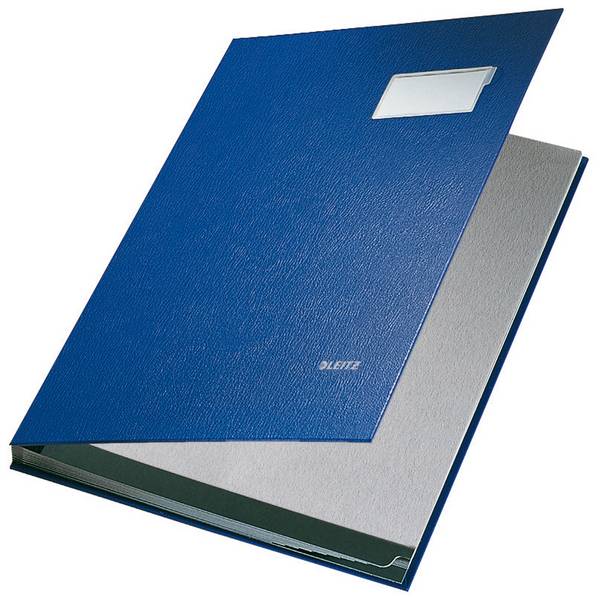 Unterschriftsmappe DIN A4 10 Fächer Graupappe blau