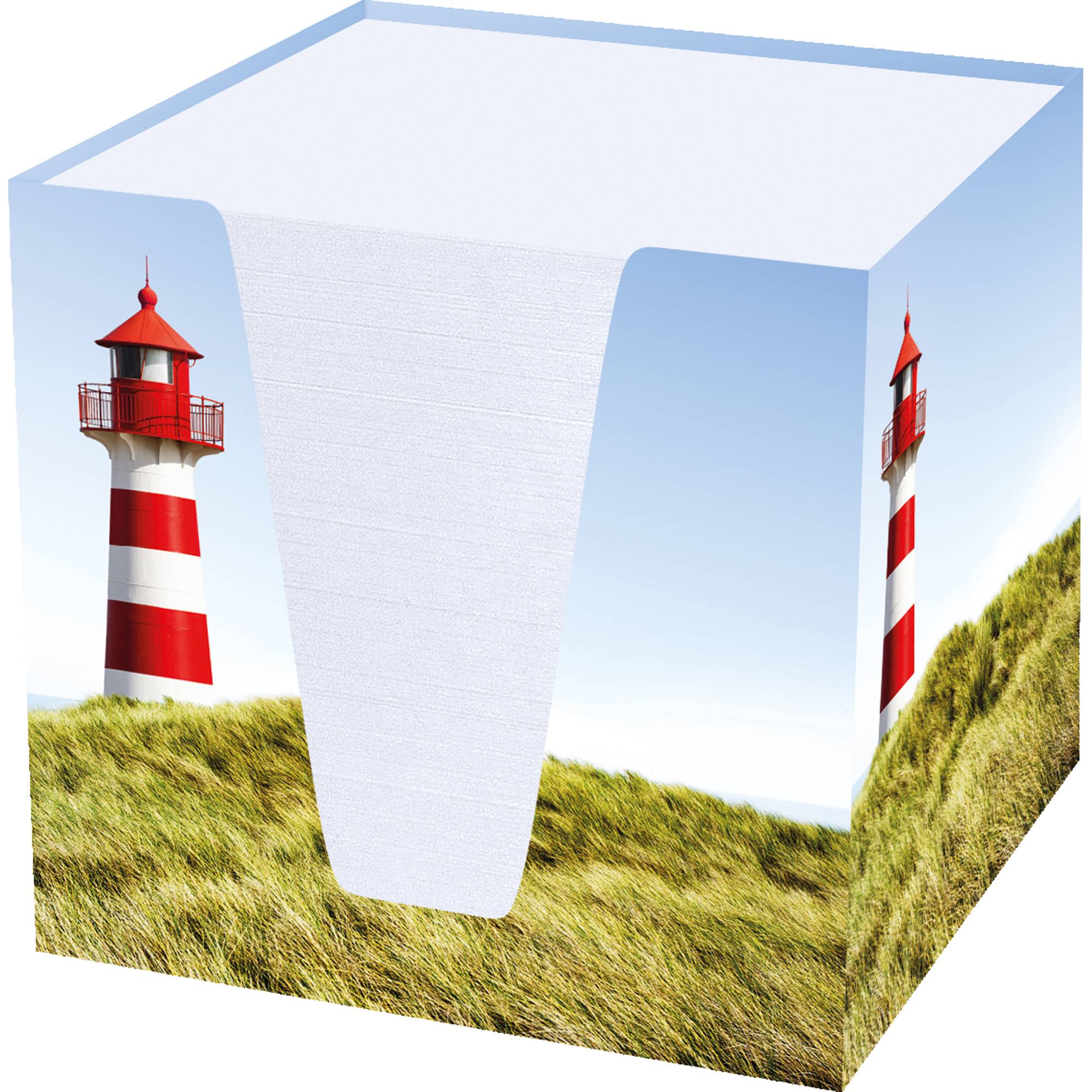 Zettelbox Leuchtturm 92x92x92mm 900Bl 70g ws