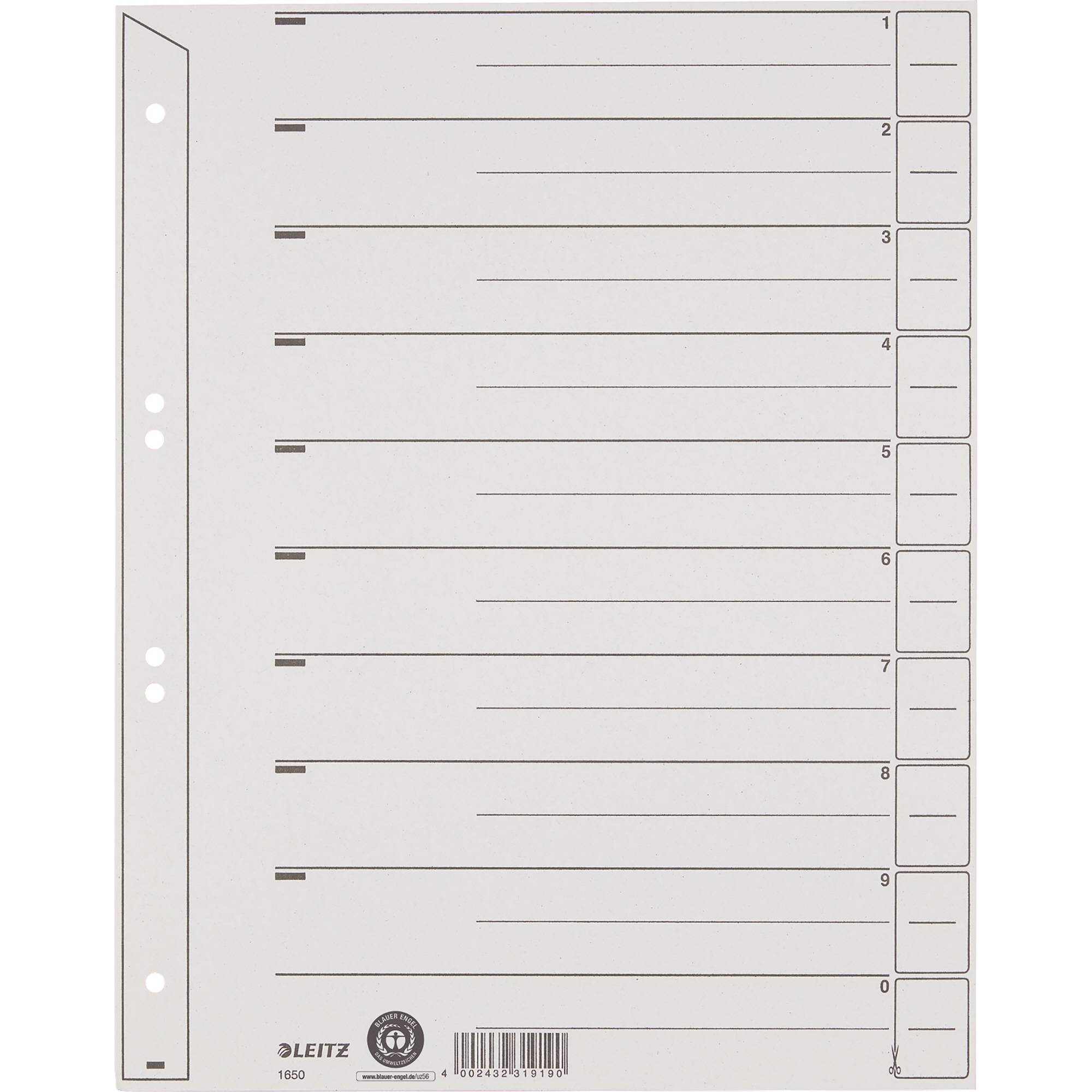 Trennblatt DIN A4 200g Karton grau 100 St./Pack.-0