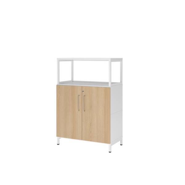 Regal FlexWall 3OH Sockel Türen 1offen weiß/eiche
