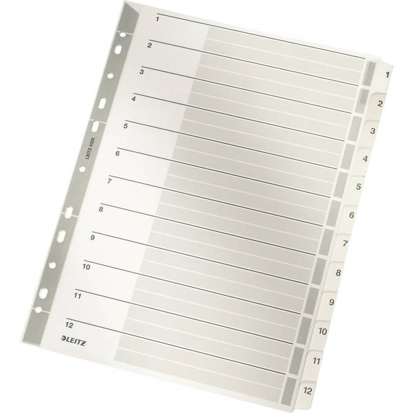 Register DIN A4 1-12 volle Höhe 160g Karton grau