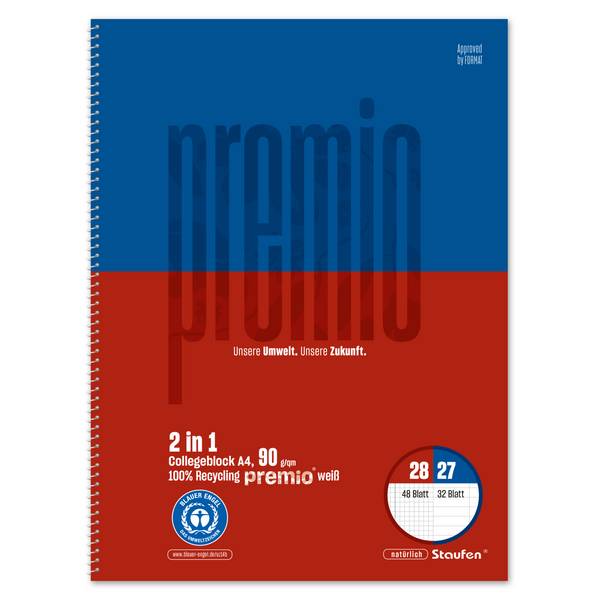 Collegeblock Premio A4 80Bl. 4xgel Lin27/28