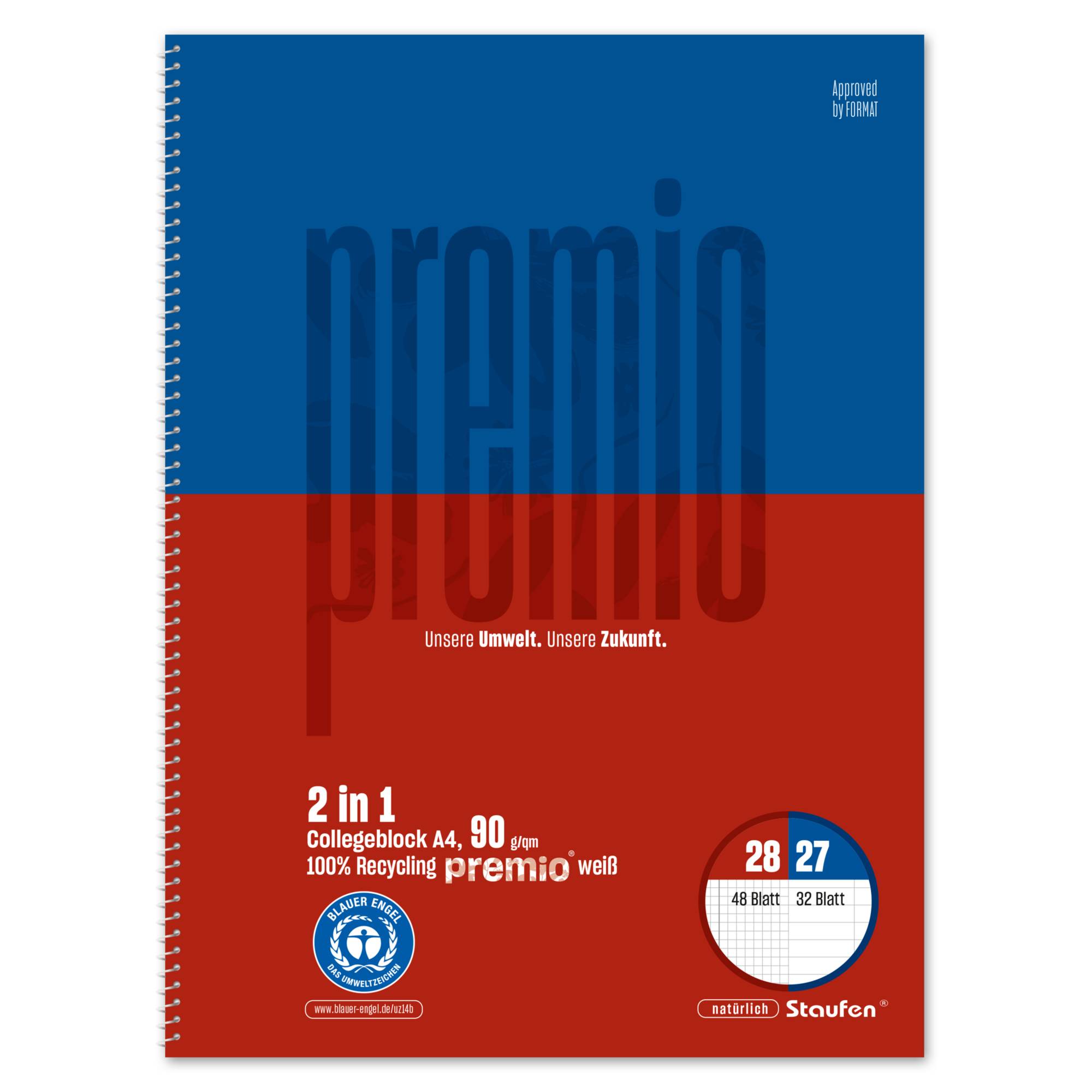 Collegeblock Premio A4 80Bl. 4xgel Lin27/28-0