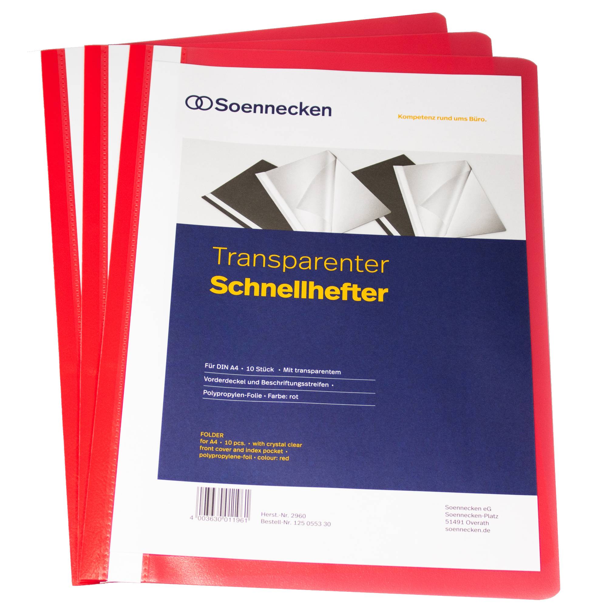 Schnellhefter DIN A4 PP rot 10 St./Pack.-0