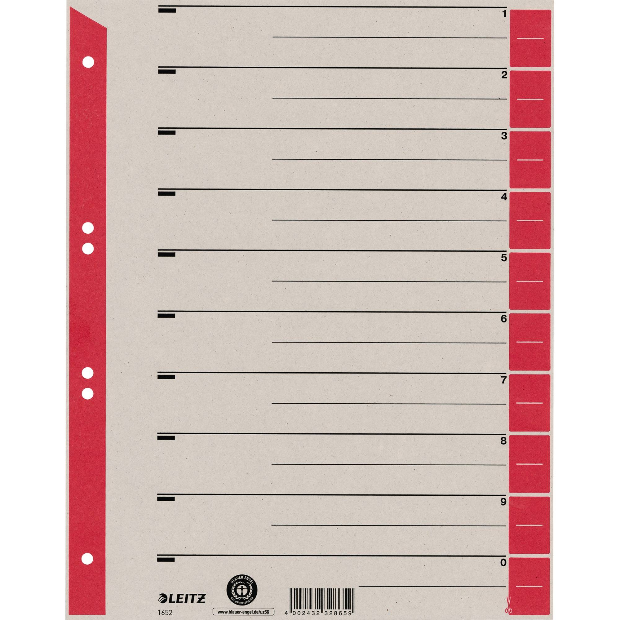 Trennblatt DIN A4 230g Karton rot 100 St./Pack.