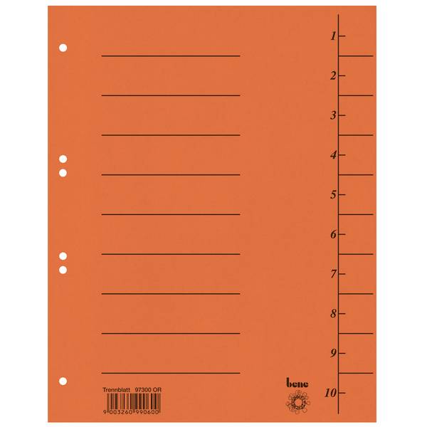 Trennblatt A4 Karton orange 100 St./Pack.
