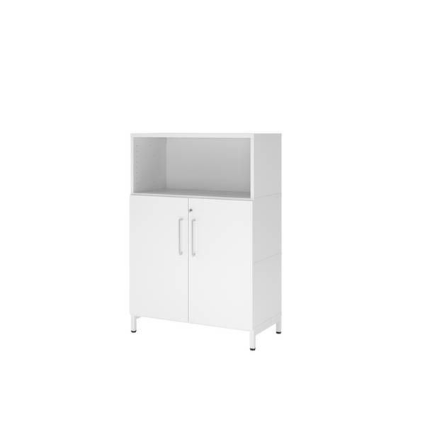 Regal FlexWall 3OH Sockel Türen weiß/weiß
