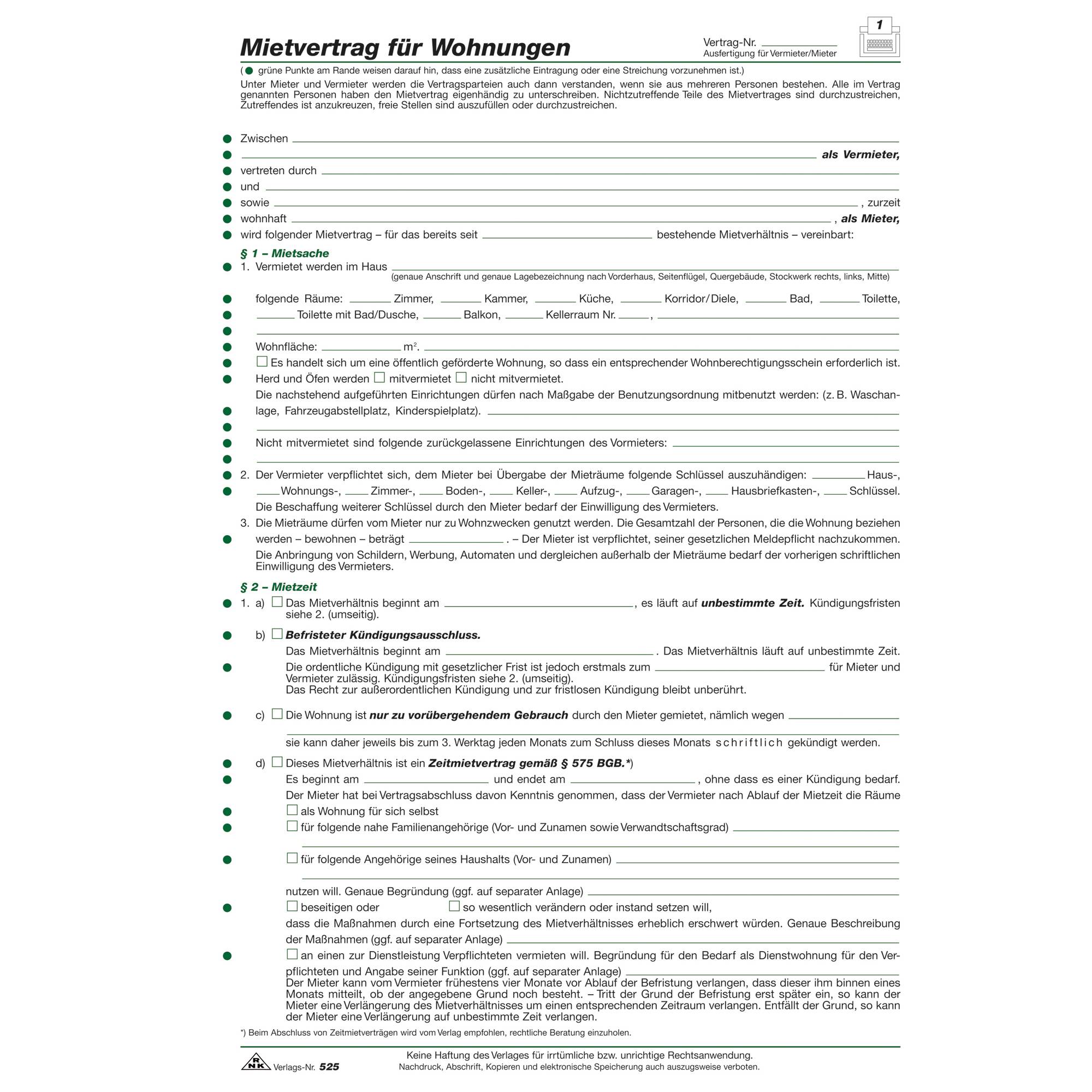 Mietvertrag Wohnung A4 6Bl-0