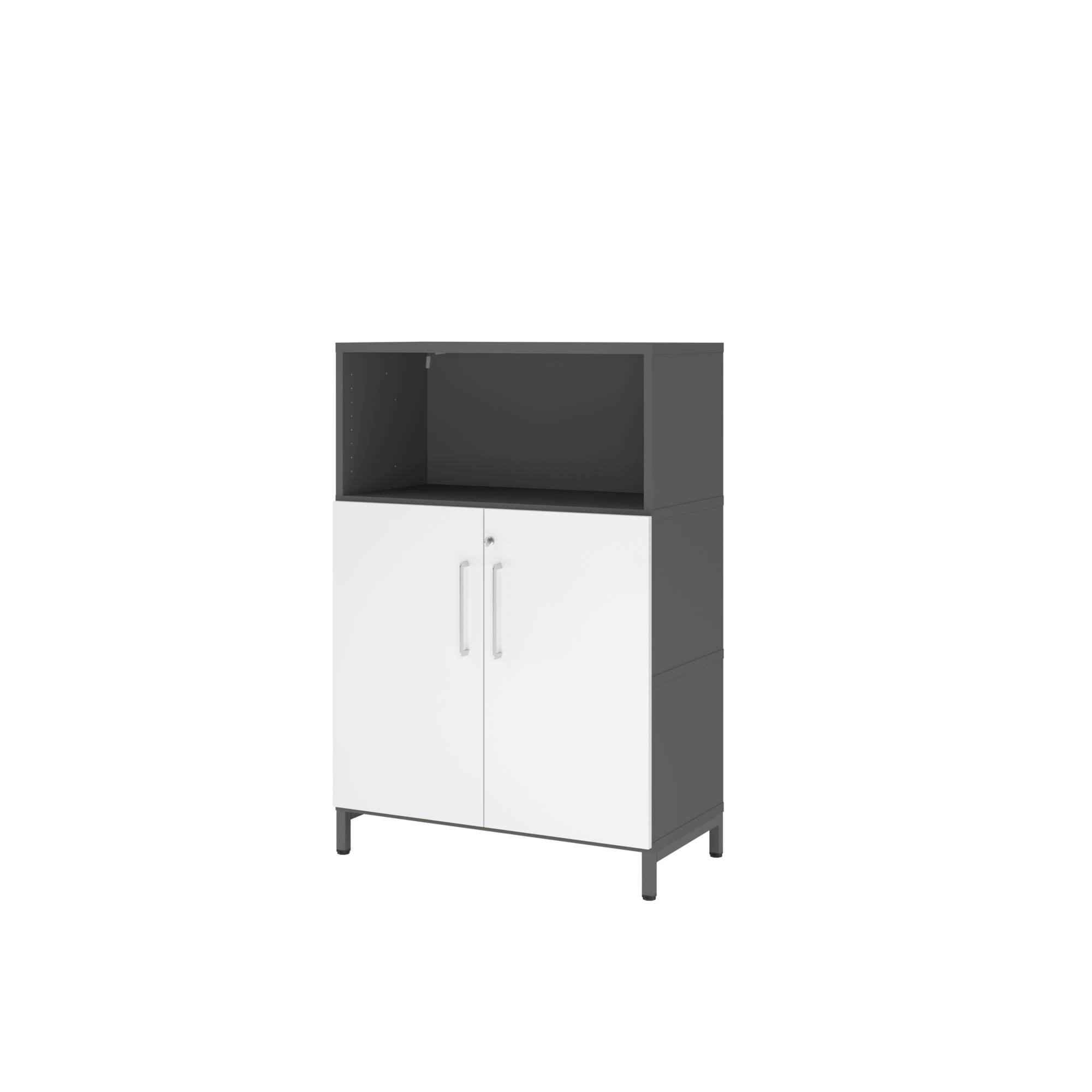 Regal FlexWall 3OH Sockel Türen graphit/weiß-0