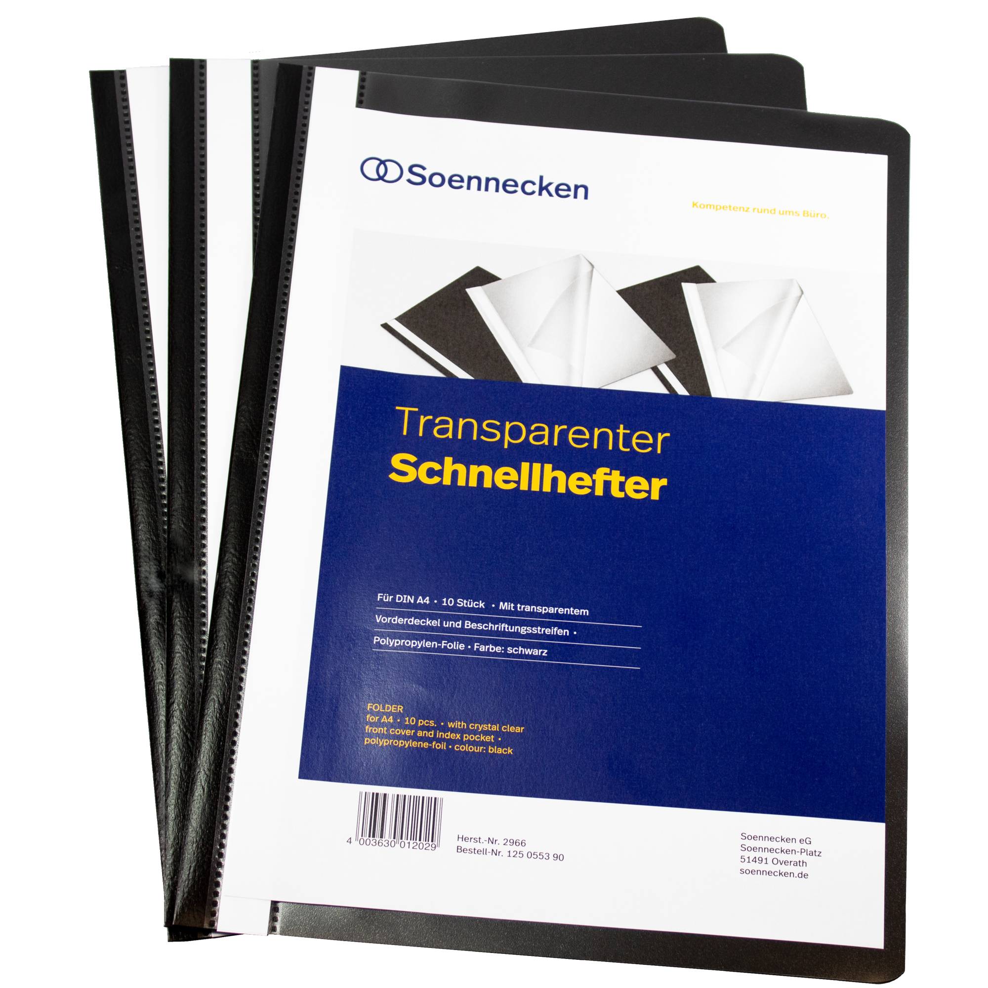 Schnellhefter DIN A4 PP schwarz 10 St./Pack.-0