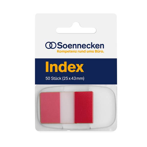 Haftstreifen Index 25x43mm 50Streifen Spender rot