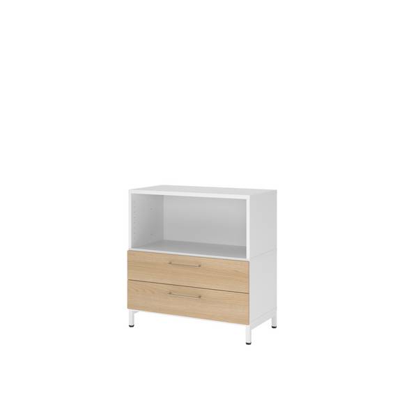 Regal FlexWall 2OH Sockel 2Schübe weiß/eiche