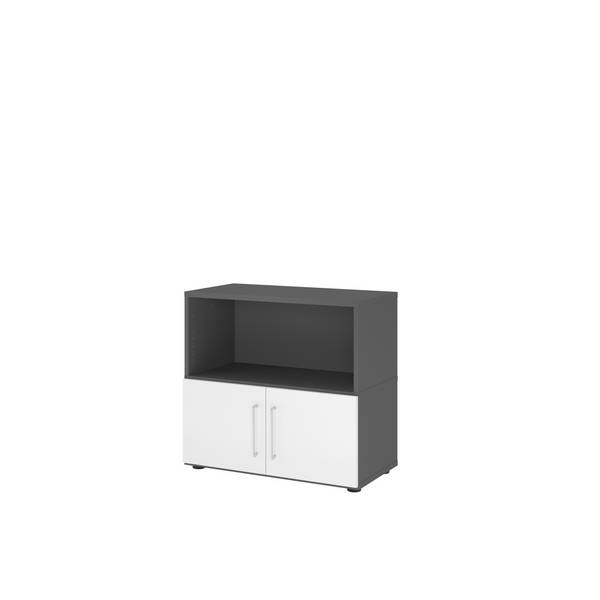 Regal FlexWall 2OH Türen graphit/weiß