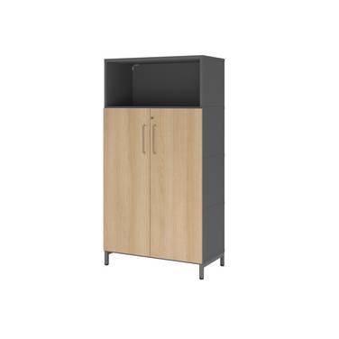Regal FlexWall 4OH Türen Sockel graphit/eiche