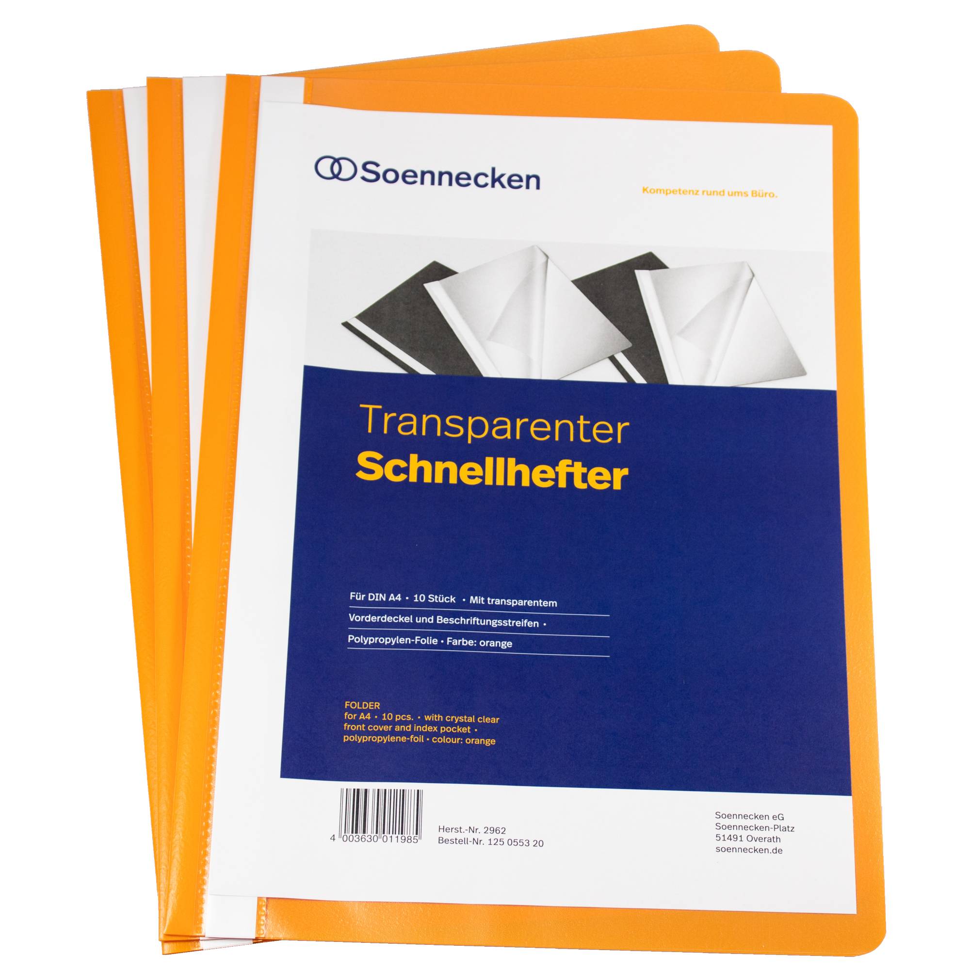 Schnellhefter DIN A4 PP orange 10 St./Pack.-0