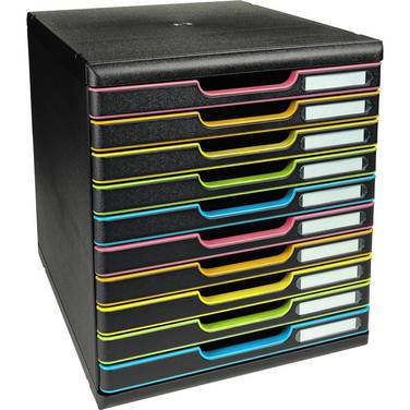Schubladenbox Modulo A4+ 10Schübe sw/harlekin/sw