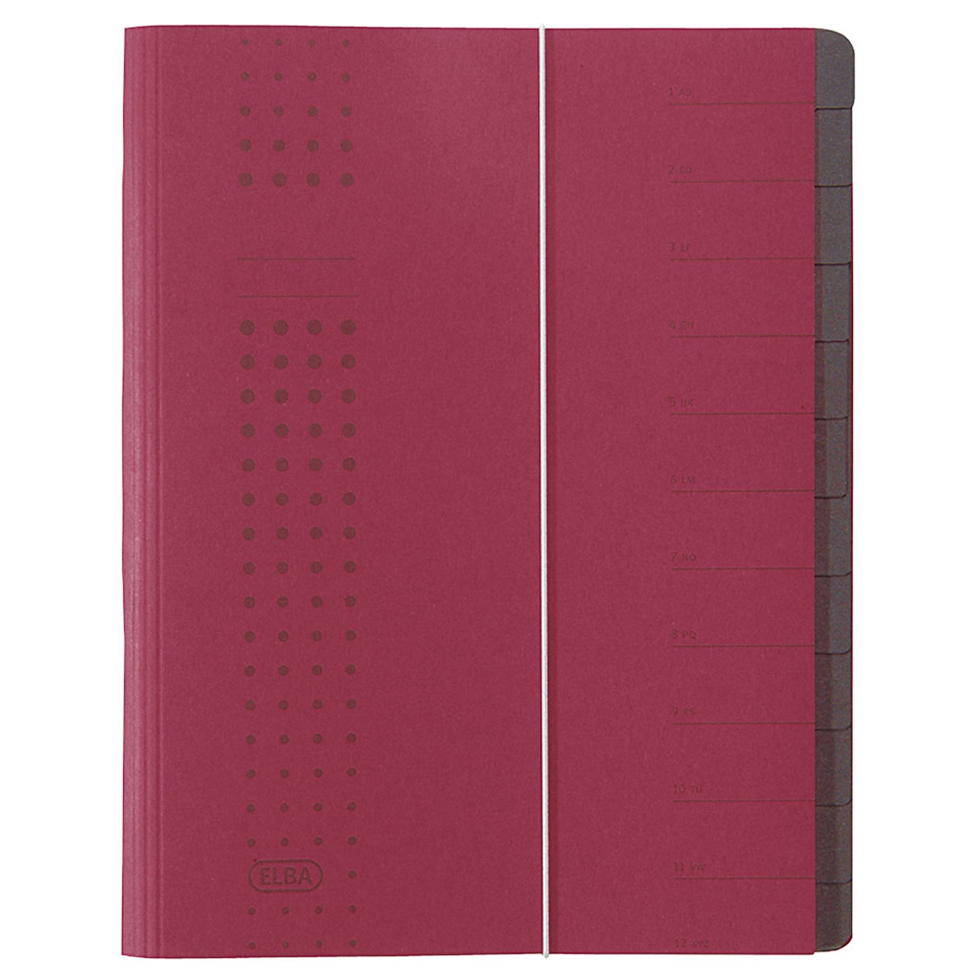 Ordnungsmappe chic DIN A4 12Fächer Karton bordeaux