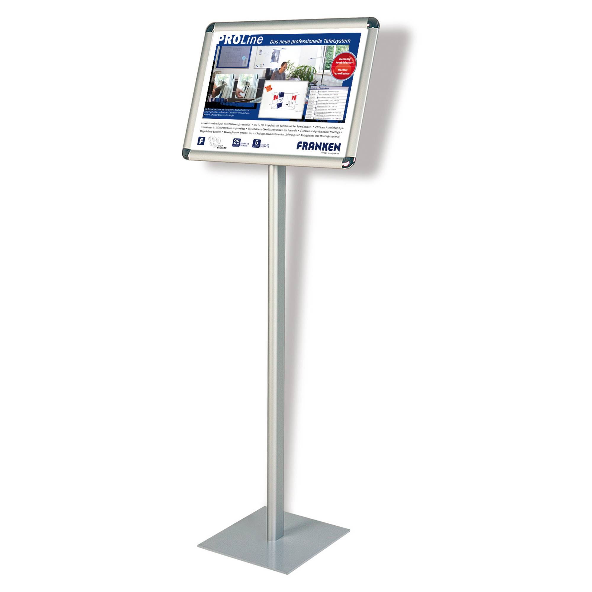 Infodisplay DIN A3 120cm Standfuß transparent/silber