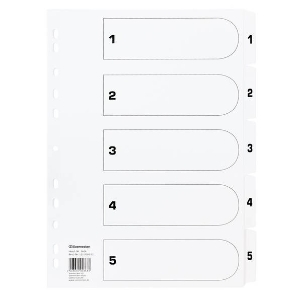 Register Mylar 1-5 weiß