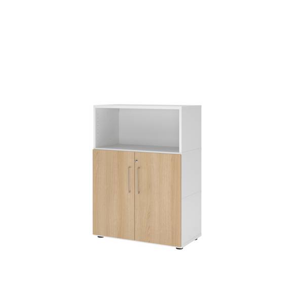 Regal FlexWall 3OH Türen weiß/eiche