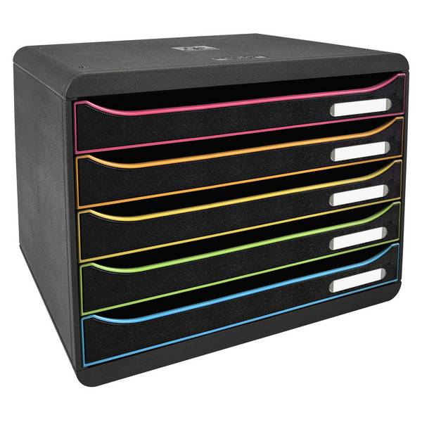 Schubladenbox BIG-BOX PLUS quer 5xSchub harlekin/sw