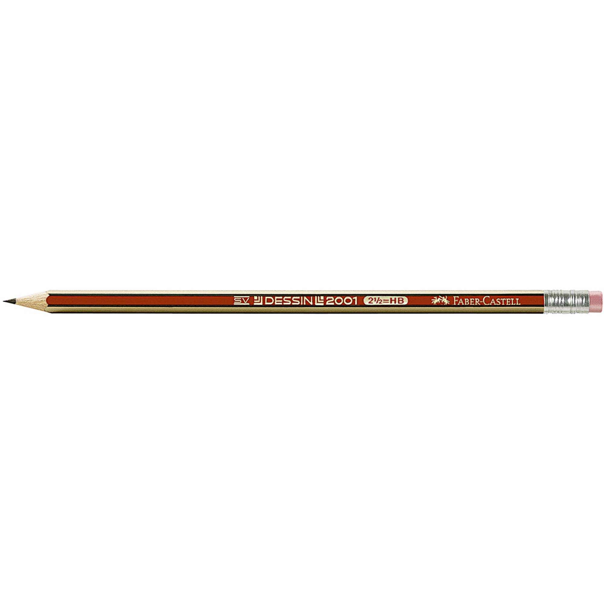 Bleistift DESSIN 2001 HB rot/gold +Radierer-0