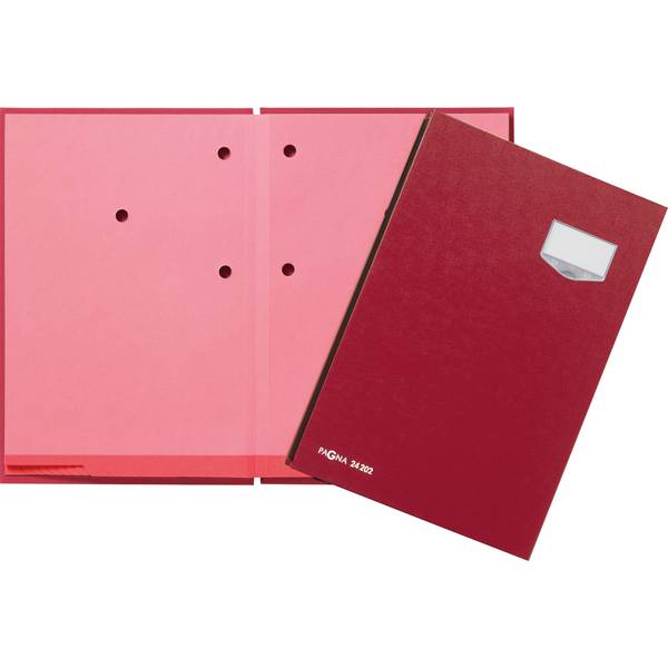 Unterschriftenmappe de Luxe 20Fächer Pappe rot