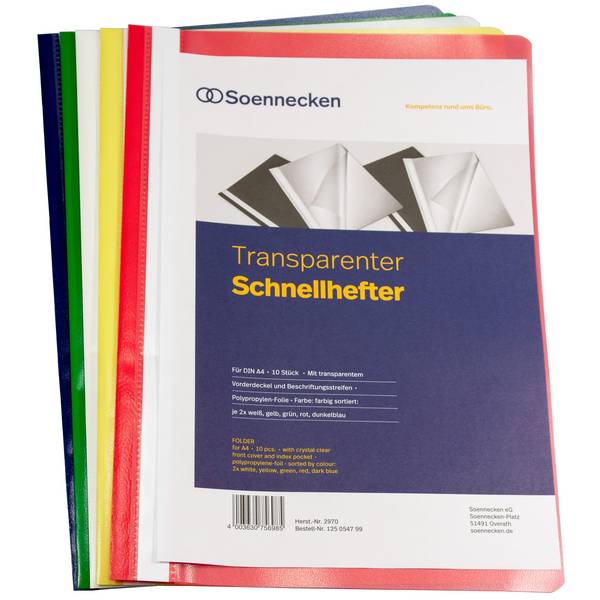 Schnellhefter DIN A4 PP sortiert 10 St./Pack.