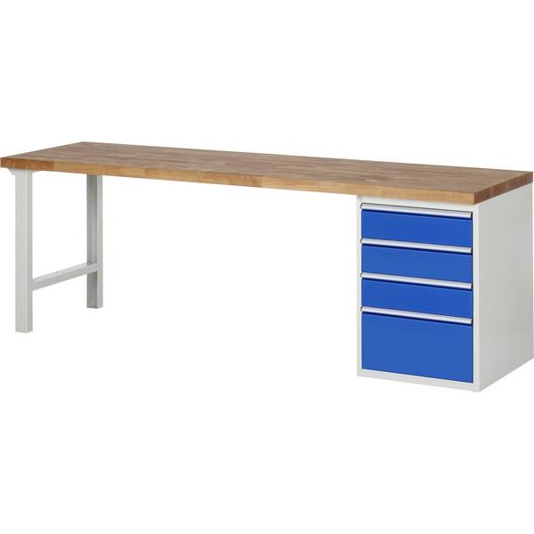 Werkbank 2500x700x890 4xSchub-TA lgr/ebl