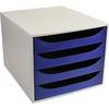 Schubladenbox Ecobox A4+ 4Schübe offen gr/bl