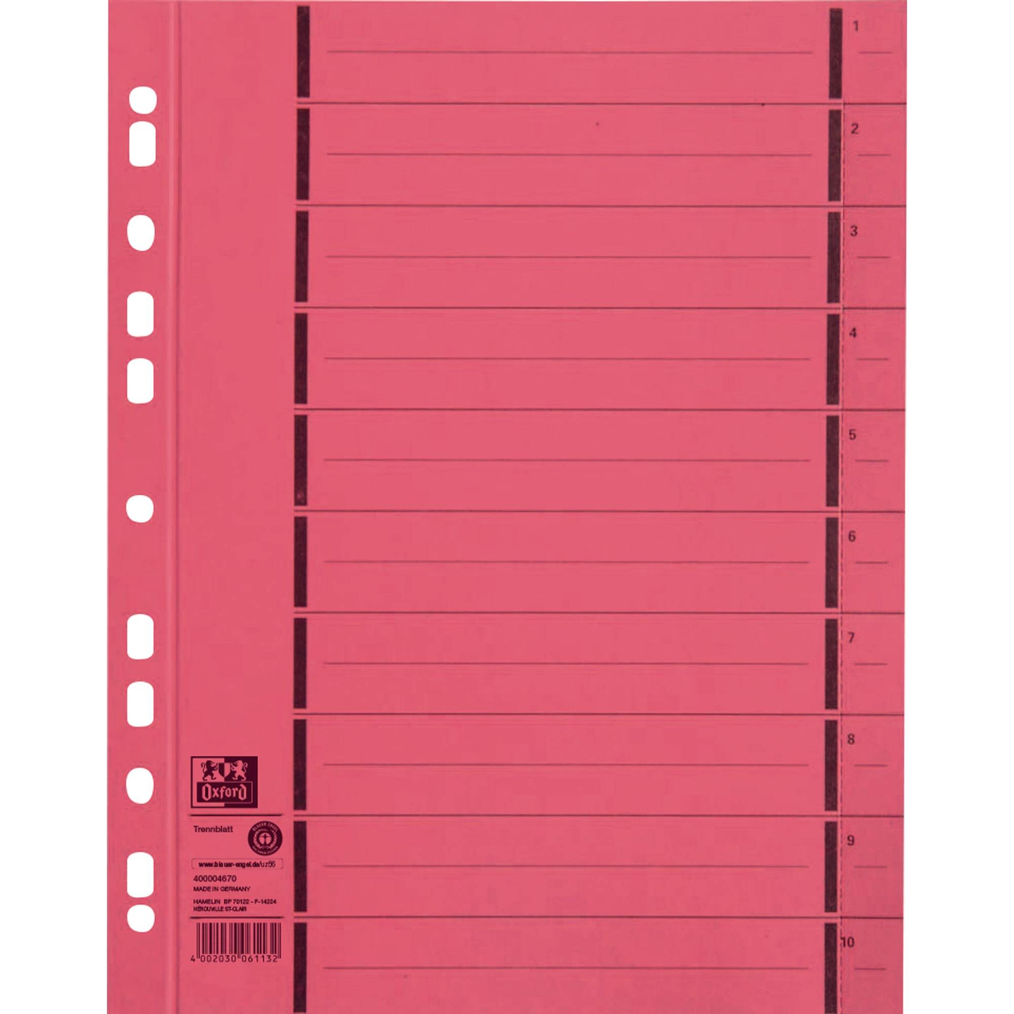 Trennblatt DIN A4 250g Karton rot 100 St./Pack.-0