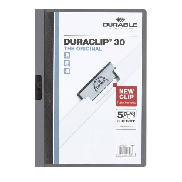 Klemmmappe DURACLIP 30 DIN A4 Hartfolie dunkelgrau