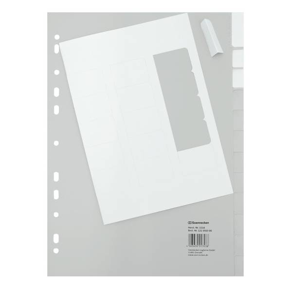 Register DIN A4 blanko volle Höhe 10Blatt PP grau