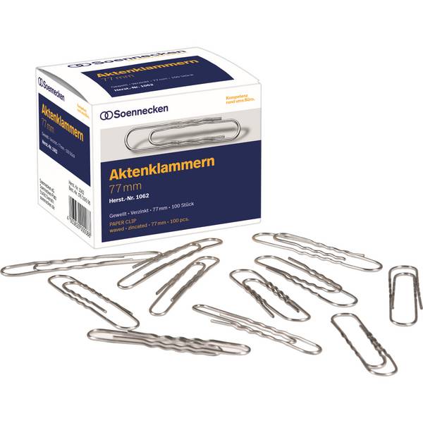 Aktenklammer 77mm gewellt verzinkt 100 St./Pack.