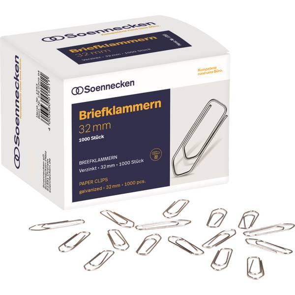 Briefklammer 32mm verzinkt 1.000 St./Pack.