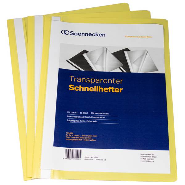 Schnellhefter DIN A4 PP gelb 10 St./Pack.