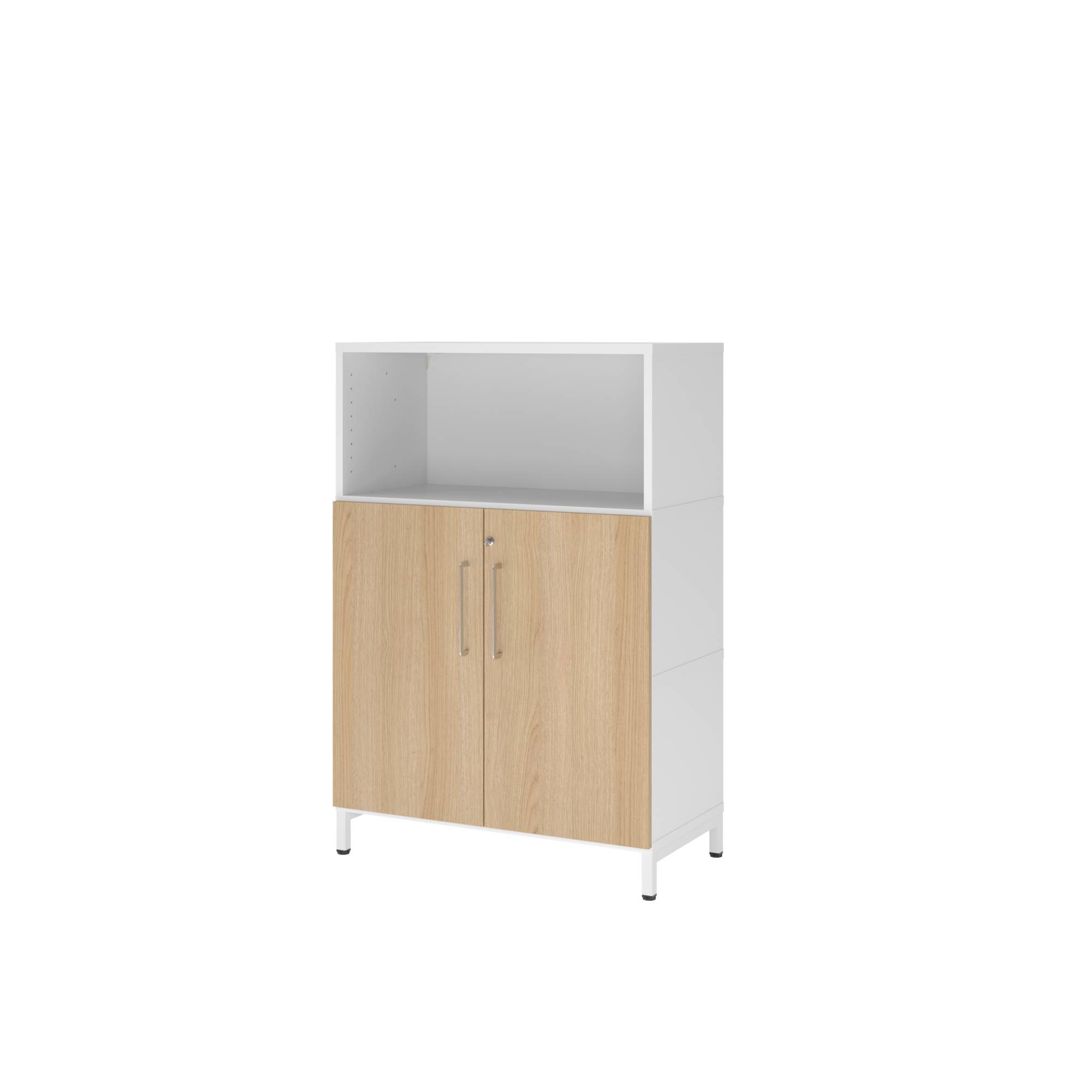 Regal FlexWall 3OH Sockel Türen weiß/eiche-0