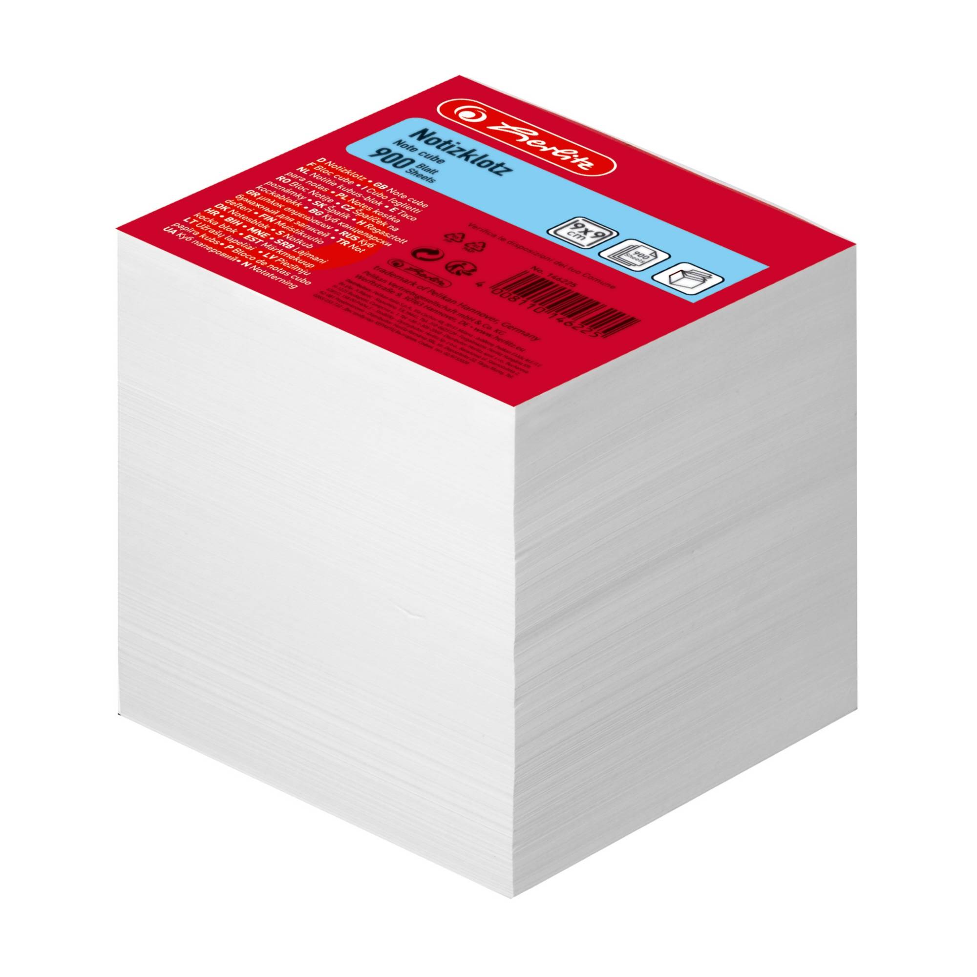 Zettelklotz 9x9cm geleimt weiß 900 Blatt-0
