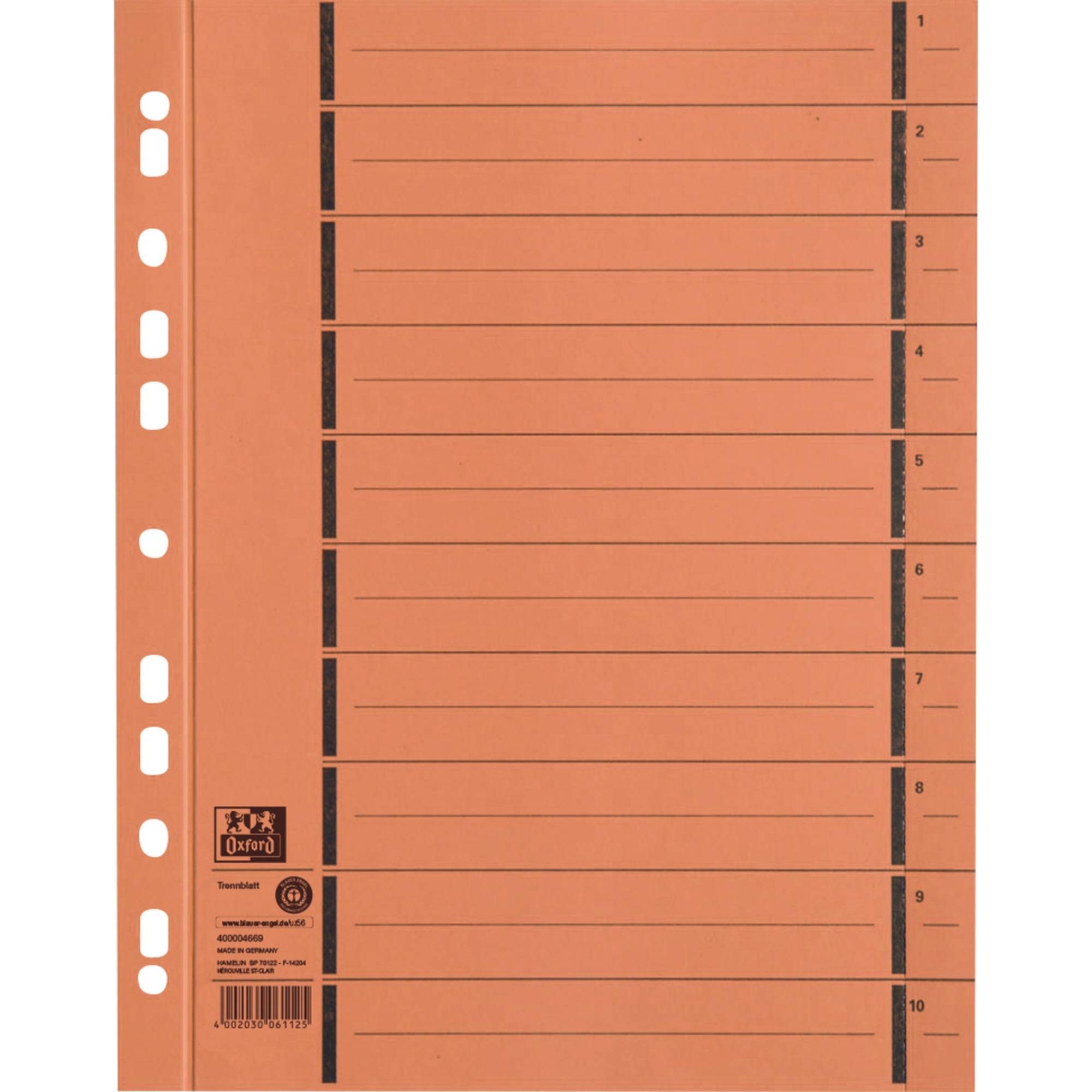 Trennblatt DIN A4 250g Karton orange 100 St./Pack.
