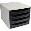 Schubladenbox Ecobox A4+ 4Schübe offen gr/sw