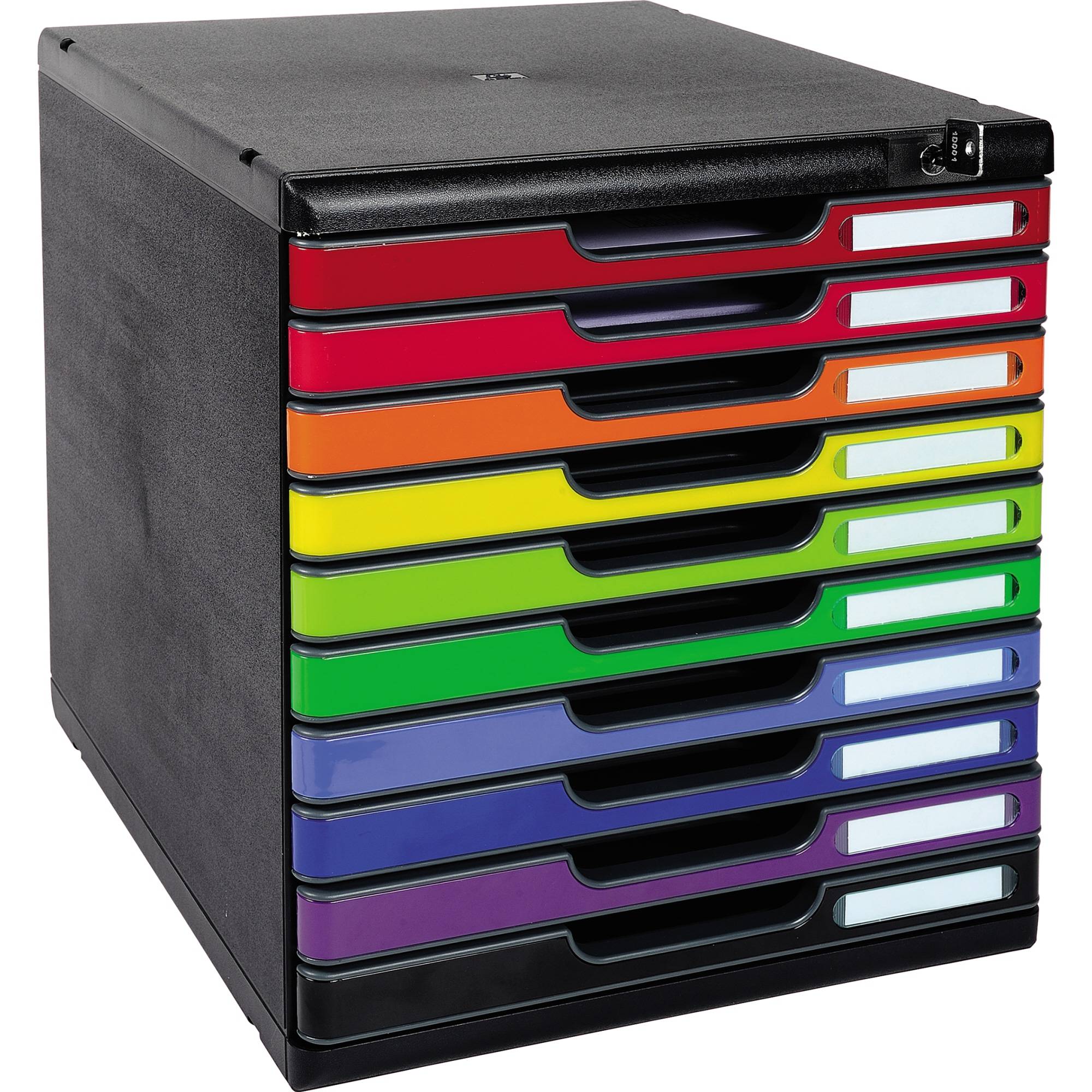 Schubladenbox MODULO A4 10xSchub farbig +Schloss-0
