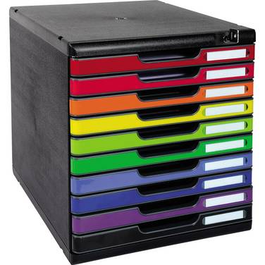 Schubladenbox MODULO  A4 10xSchub farbig +Schloss