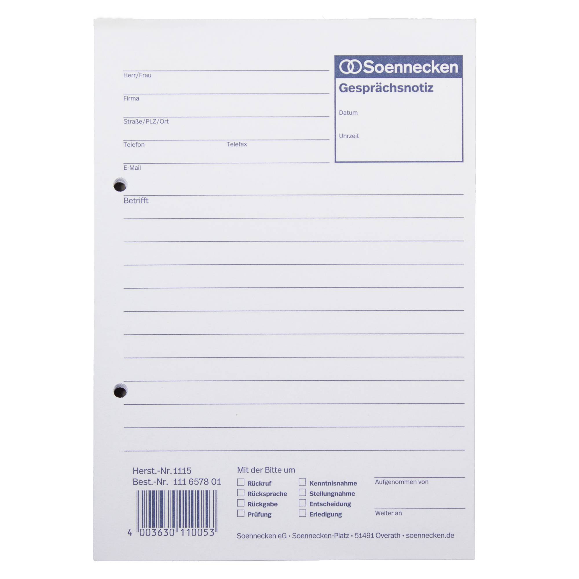 Soennecken Gesprächsnotiz 1115 DIN A5 50Blatt weiß-0