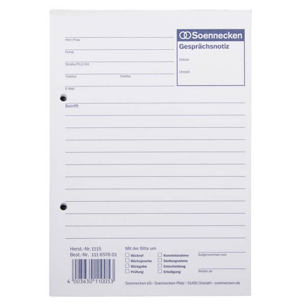 Soennecken Gesprächsnotiz 1115 DIN A5 50Blatt weiß