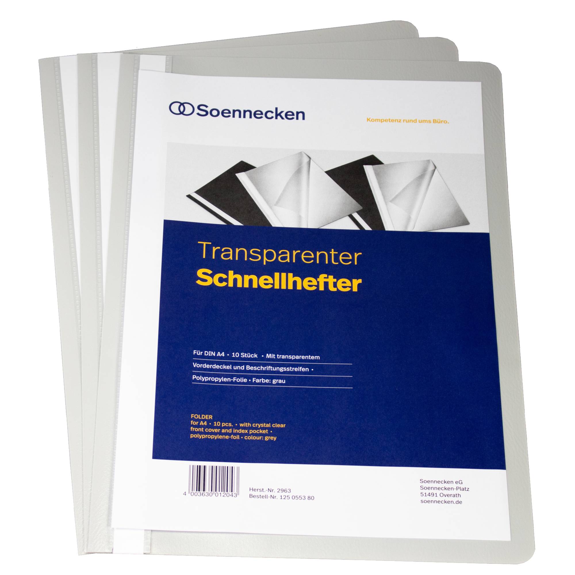Schnellhefter DIN A4 PP grau 10 St./Pack.-0