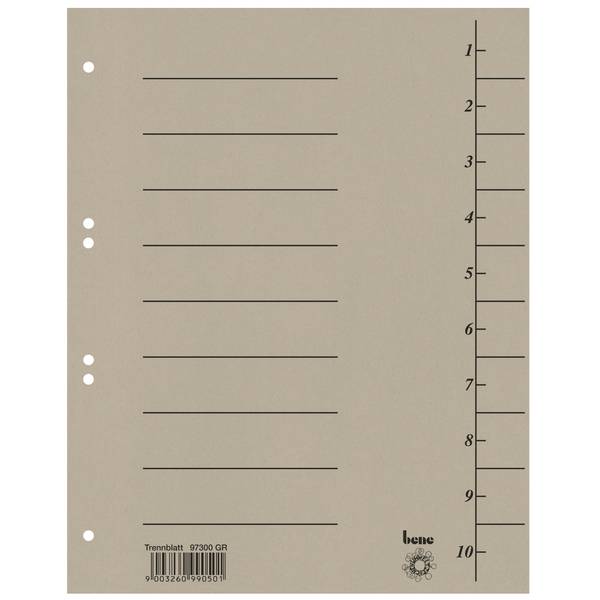Trennblatt A4 Karton grau 100 St./Pack.