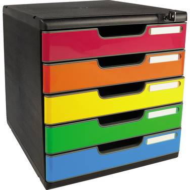Schubladenbox MODULO A4 5 Schübe farbig +Schloss