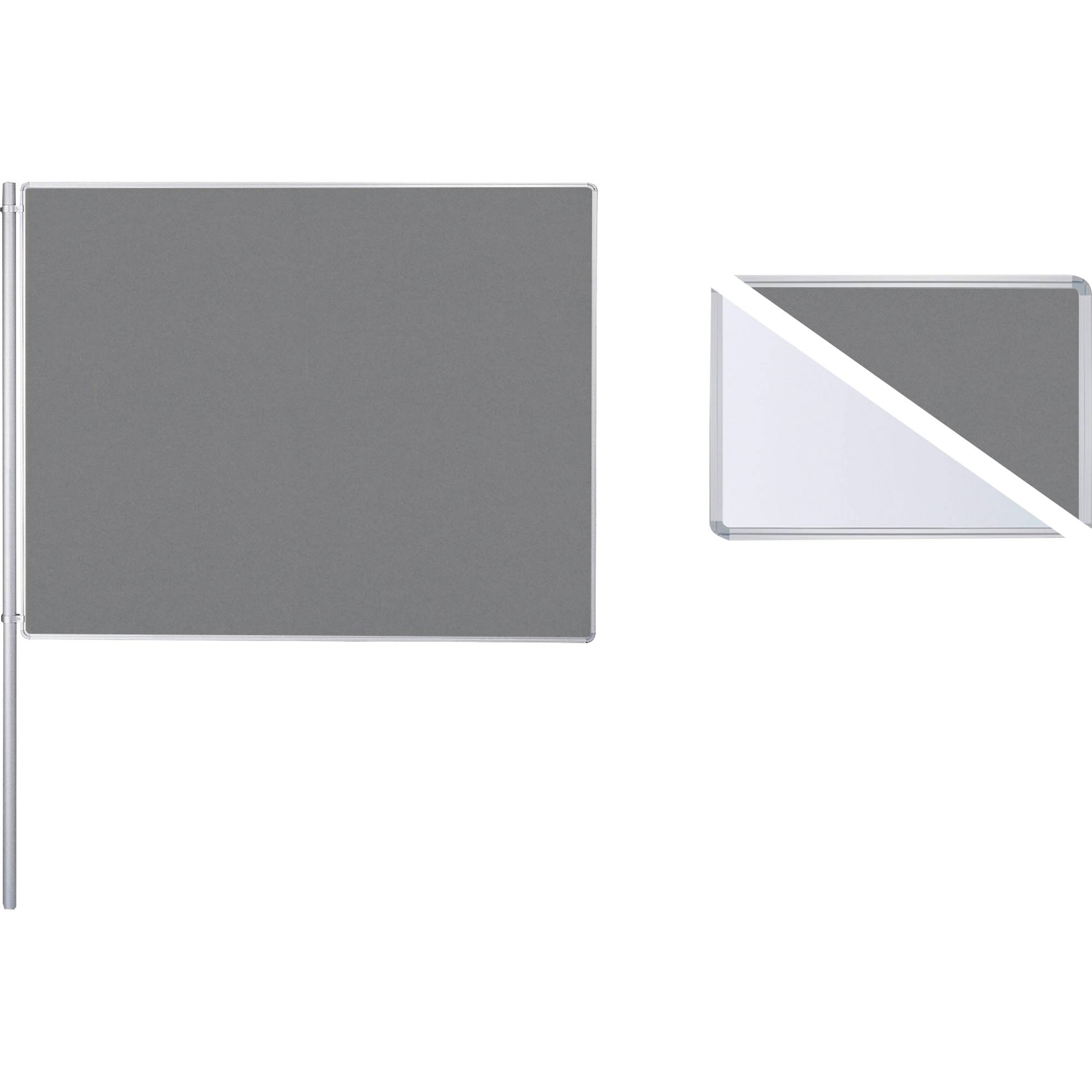 Anbaustellwand 200x120cm Filz/Whiteboard ws/gr-0
